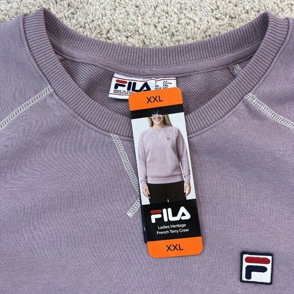 FILA Womens French Terry Long Sleeve Crew Neck Sweatshirt XXL Purple NWT - Picture 11 of 13